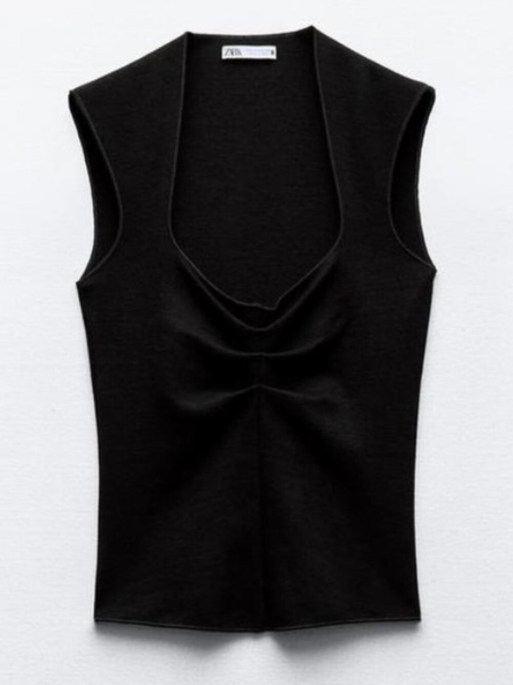 NWOT - Zara - Black Stretch Knit Top - Size Large